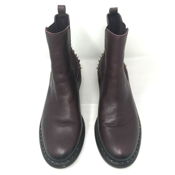 Sam Edelman Dover Chelsea Ankle Boot Spiked Studded Burgundy Leather Size 10.5 - Picture 7 of 11